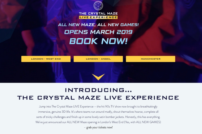The Crystal Maze LIVE Experience website